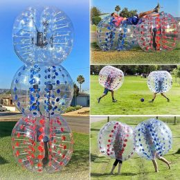 Hot Selling Adult Tpu PVC Inflatable Bumper Bubble Ball With Red Green Blue Dots Football Soccer Body Zorb Ball Suit For Outdoor