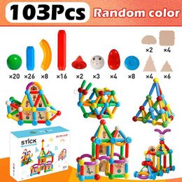 Decompression Toy Blocks Magnetic Building Blocks Montessori Educational Game Toy Magnets Sticks Construction Set Magnetic Rod And Balls Toy For Children 240412