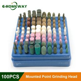 100pcs Assorted Mounted Point Grinding Head Rubber Ceramic Wool Felt Buffing Wheel Electric Grinder Dremel Accessories with Box