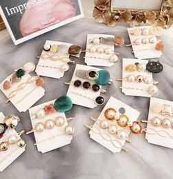 Drop 30pcs10set Korea Vintage Acrylic Resin Beads Hairpins Imitiation Pearl Metal Gold Color Hair Clips Hair Accessories1575804