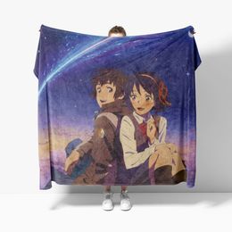 Anime Your Name Soft Flannel Blanket Breathable Thermal Bedding & Travel Blanket Sofa Blanket Bed Blanket Customizable