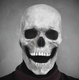 Full Head Skull Mask Helmet With Movable Jaw Masques Entire Realistic Latex Scary Skeleton Z L2205306411526