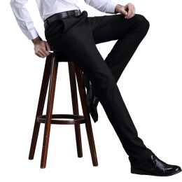 Calça marca techome marca de ternos formais calças masculinas calças de casamento tamanho 2942 Easy Care Black Straight Casual Business Men calças de escritório