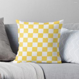 Pillow Mustard Yellow And White Checkerboard Pattern Throw Cover Luxury Sofa