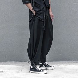 Men's Pants Straight Leg Trousers Spring And Autumn Personality Pull Rope Campus Style Leisure Large Size Nine Minutes