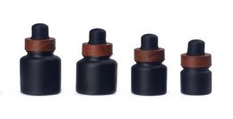 Black frosted glass dropper bottles essential oil perfumes bottle with wood grain plastic cap 5ml to 100ml2705709