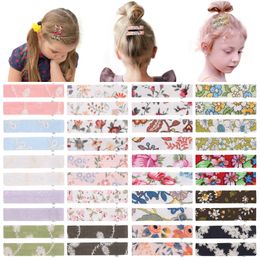 Baby Kids Hair Clips Barrettes Girls Wrapped Floral Safe Barrette BB Hairpins Clippers Girls Hair Accessories for Children 2PCS/PAIR 30 Colours YL629