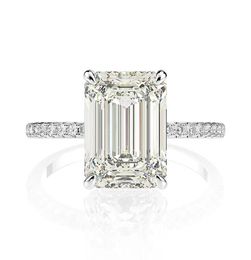 Real 925 Sterling Silver Emerald Cut Created Moissanite Diamond Wedding Rings for Women Luxury Proposal Engagement Ring 2011169770346