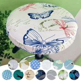 Chair Covers Floral Printed Round Seat Cover Dustproof Cushion Bar Stool Reusable Slipcover Office Home