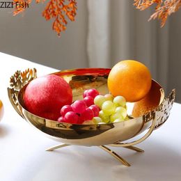 Plates Light Luxury Metal Fruit Plate Living Room Desktop Snack Jewelry Storage Decoration Modern Home Art