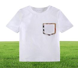 Summer Boys Girls TShirt Baby Round Neck ShortSleeved Tshirts Plaid White Cotton Simple Tshirt Kids Casual Tops Tees S3187350