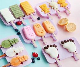 DIY Ice Cream Silicone Moulds Kids Animals Homemade Popsicle Moulds For Children Cute Cartoon Icelolly Mould Ice Cream tools XD23241224316