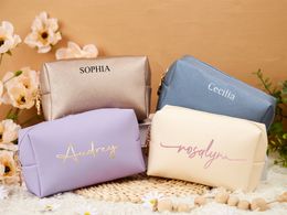 Personalized Makeup Bag Customized Cosmetic Bag Travel Cosmetic Case Wedding Gift For Her Winter Travel Gift Bridesmaid Squad