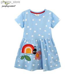 Girl's Dresses Jumping Metres New Arrival Childrens Party Girls Dresses Short Sleeve Princess Birthday Animals Applique Baby Frocks Costume Y240412