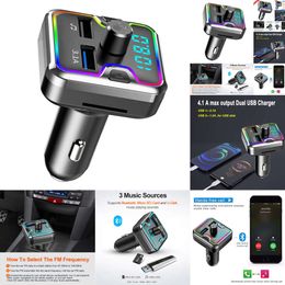 New 2024 2024 Bluetooth Car Kit Car Handsfree FM Transmitter Bluetooth 5.0 Car Kit Mp3 Modulator Player TF Card USB AUX Receiver 3.1A Dual USB Fast Charger