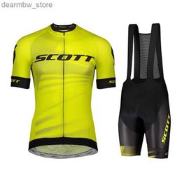 Cycling Jersey Sets Cycling Shorts Men Mens Jacket 2024 SCOTT Man Maillot Summer Clothing Bike Clothes Bicycs Suit Compte Bib Teams Uniform L48