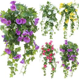 Decorative Flowers 1 Bunch Artificial Morning Glory Flower For DIY Simulation Wedding Arch Rattan Wall Hanging Home Party Decoration Fake