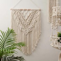 Tapestries QWE123 Hand-woven Boho Macrame Wall Hanging Chic Cotton Woven Tapestry Tassel For Home Decoration