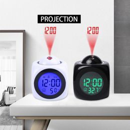 LED Digital Alarm Clock Multifunction With Voice Talking LED Projection Temperature Baby Room Night Light Projector3173902