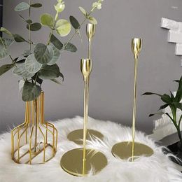 Candle Holders 3 Pcs/ Set European Metal Holder Simple Golden Wedding Decors Candlestick Bar Party Living Room Home Decorations