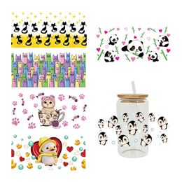 UV DTF Cats Duck PANDA Penguin Printed Stickers For 16oz Libbey Glasses Wraps Bottles Cup Can D7010
