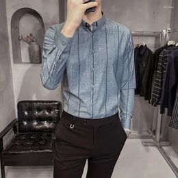 Men's Casual Shirts Business Men Formal White Shirt Long Sleeve Striped Single-breasted Clothing Fashion Lapel Designer Clothes