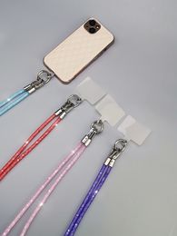 Mesh Water Diamond Crossbody Mobile Phone Lanyard Neck Strap bag Rope Anti-Lost neckband Lanyards Badges ID Cell Phone Case Rope