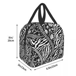 Luxury Tiger Zebra Skin Print Thermal Insulated Lunch Bag Animal Texture Portable Lunch Container for Women Kids School Food Box