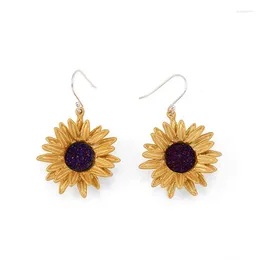 Stud Earrings Niche Design Unique Styling Fresh And Natural Sweet Sunflower Ear Hook Clip 2024 Trend