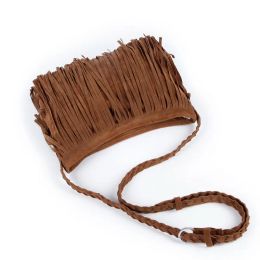 Large Capacity Women's Tassle Fringed Faux Suede Messenger Crossbody Bag Women Handbag Lady Tassel Shoulder Bag Travel Tote Bag