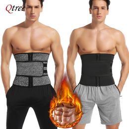 Qtree Men Workout Waist Trainer Tummy Slimming Sheath Sauna Body Shaper Trimmer Belt Abs Abdomen Mens Shapewear Weight Loss