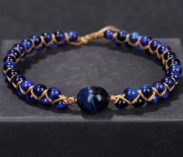 Fehame High Quality Natural Lapis Lazuli Blue Tiger Eye Stone Beads Bracelets for Women Men Stretch Round Bracelet Couple Gift7084364