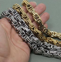 12MM15MM Huge 316L Stainless steel Byzantine Box Link Chain Necklace Men Jewellery Silver24 inch Length2840320