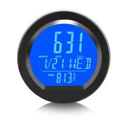 Solar Car Dashboard Thermometer Automotive Electronic Clocks Watch Time Led Digital Display with Back Luminous Car Accessories