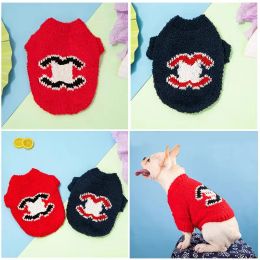 Winter Fashion Triangle Print Dog Cat Hoodie Pullover Warm Puppy Hoodie Knit Sweater Schnauzer French Bulldog Chihuahua Pet Jackets Coats French Bulldog Wholesale