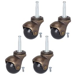 4 Pcs Heavy Duty Chair Gold Furniture Caster Ball with Rod Wheel Set of Computer Wheels Office Replacement