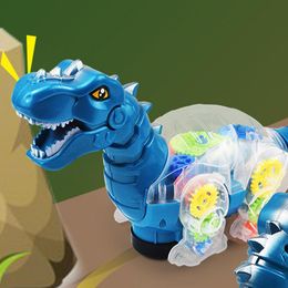 Colorful Gears Walking Dinosaur Toys with Lights Music Moving Dinosaur Toys BPA Free Tyrannosaurus Rex Toys for Infants Children