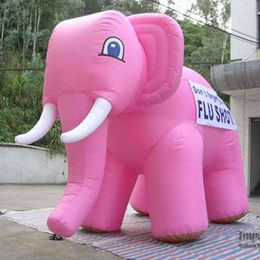 Customized shape large inflatable elephant/5mL (16.5ft) With blower giant pink elephant zoo animal mascot for event decoration