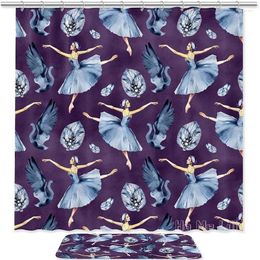 Shower Curtains Ballerina Girl With Black Swan By Ho Me Lili Curtain For Bathroom Stalls Bathtubs Machine Washable Floor Mat