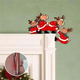 Funny Christmas Door Frame Decorations Corner Wooden Puzzle Christian Corner Oranments Xmas Door Stickers Funny Home Decoration