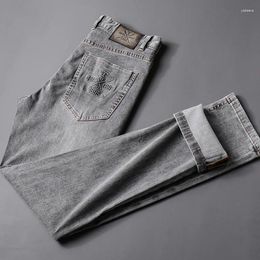 Men's Jeans Summer Thin Senior Design Sense Of European Station Fashion Brand Stretch Straight Leg High-end Casual Pants