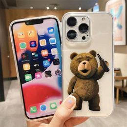 Clear Phone Case For iPhone Apple 14 12 13 Mini 11 Pro SE 8 7 6 Plus X XR XS Max SE Case Funda Shell Naughty T-Teddy Bear Couple