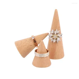 Jewellery Pouches Upscale Wood Ring Display Holder Cone Shaped Organiser Stand Support Finger Rack Bague Crafts Storage Showcase