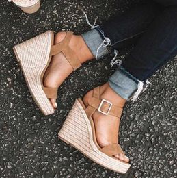 Classic luxury Designer Ladies Shoes Platform Sandals Women Comfortable Wedges High Heels Pumps Sandalia Espadrilles Female Summer1152126