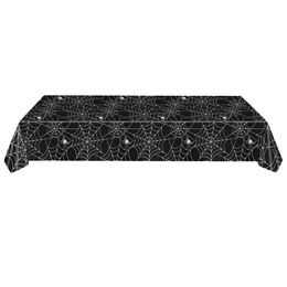 Halloween Table Cloth Party Decor Disposable Black Cloth 54x108 Spider Inch Web Table Tablecloth Plastic Dessert Rectangle P6U3