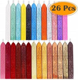 26Colors Antique Sealing Wax Sticks with Wicks for Postage Letter Retro Vintage Wax Seal Stamp MultiColor Diy Seal Wax9809288