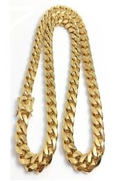 18K Gold Plated Necklace High Quality Miami Cuban Link Chain Necklace Men Punk Stainless Steel Jewelry Necklaces7072812
