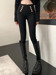 Women's Jeans Fashion Trousers 2024 Spring Autumn High-elastic Double-breasted Tight-fitting High-waisted Slimming Pants