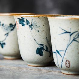 Hand Painted Orchid Tea Cup Set, Pine Pottery, Water Cups, Plum Coffee Mugs, Beautiful Tea Ceremony, Jingdezhen