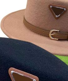 3 Colors Unisex Belt Flat Top Hat For Couples Designer Wool Hats Fashion Women Fitted Caps Mens Cap Men Casquette Bucket Hat Hut D3702896